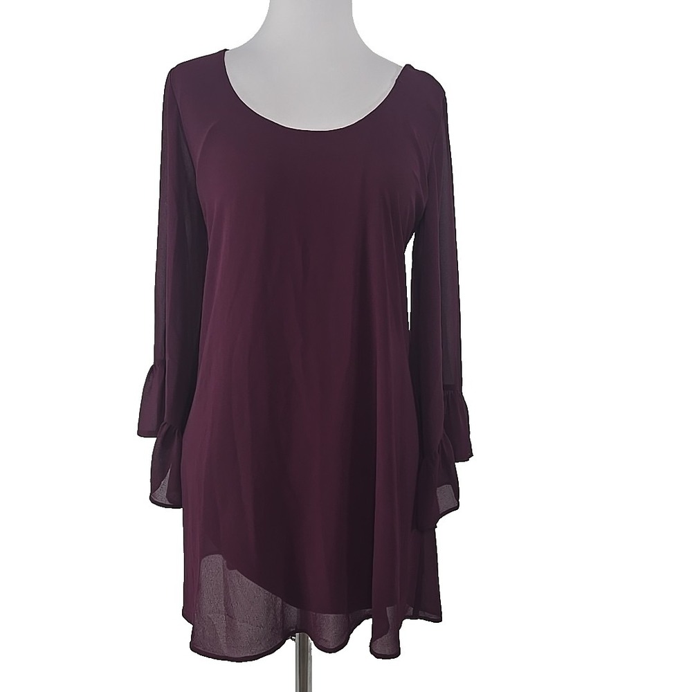 Show Me Your Mumu Large L Mini Dress Merlot Chiffon Open Back Lined Dress